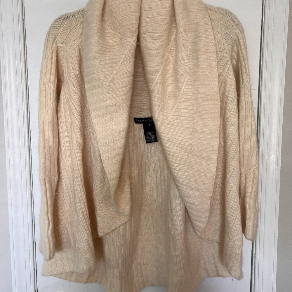 Ralph Lauren Cashmere Shawl in Cream, Very Soft, Size M